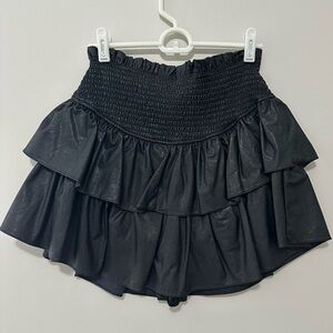 Mustard Seed, Black Faux Leather Ruffle Skort - Small